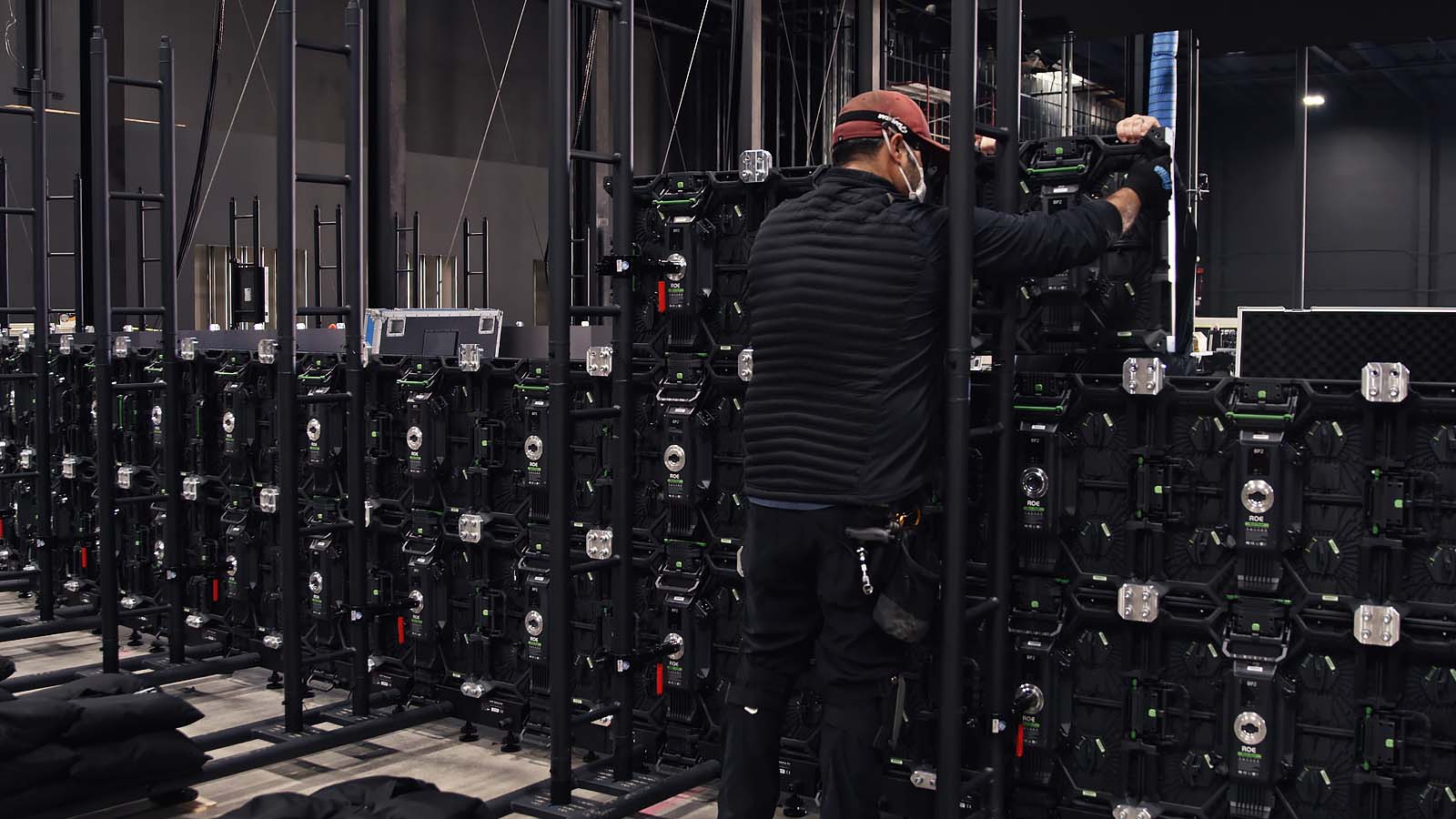 Constructing a huge LED volume wall. Image © Lux Machina