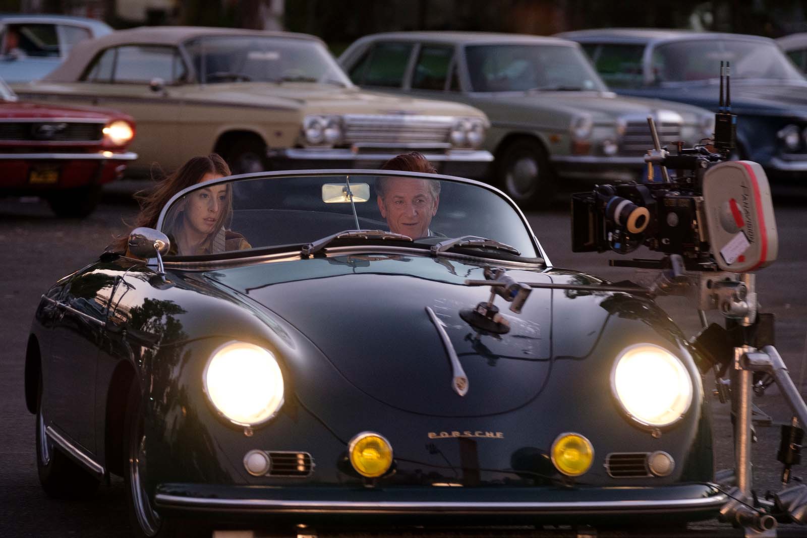 Clamping the camera rig to a classic Porsche 356 (note the cling-film beneath the sucker pads). Image © MGM Studios