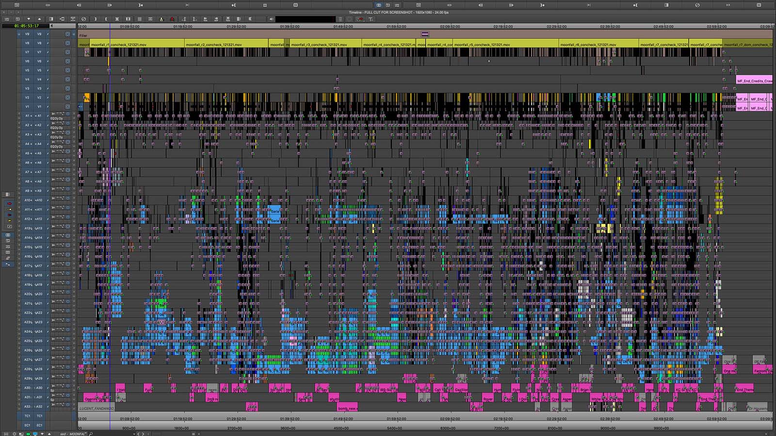 Avid timeline for Moonfall