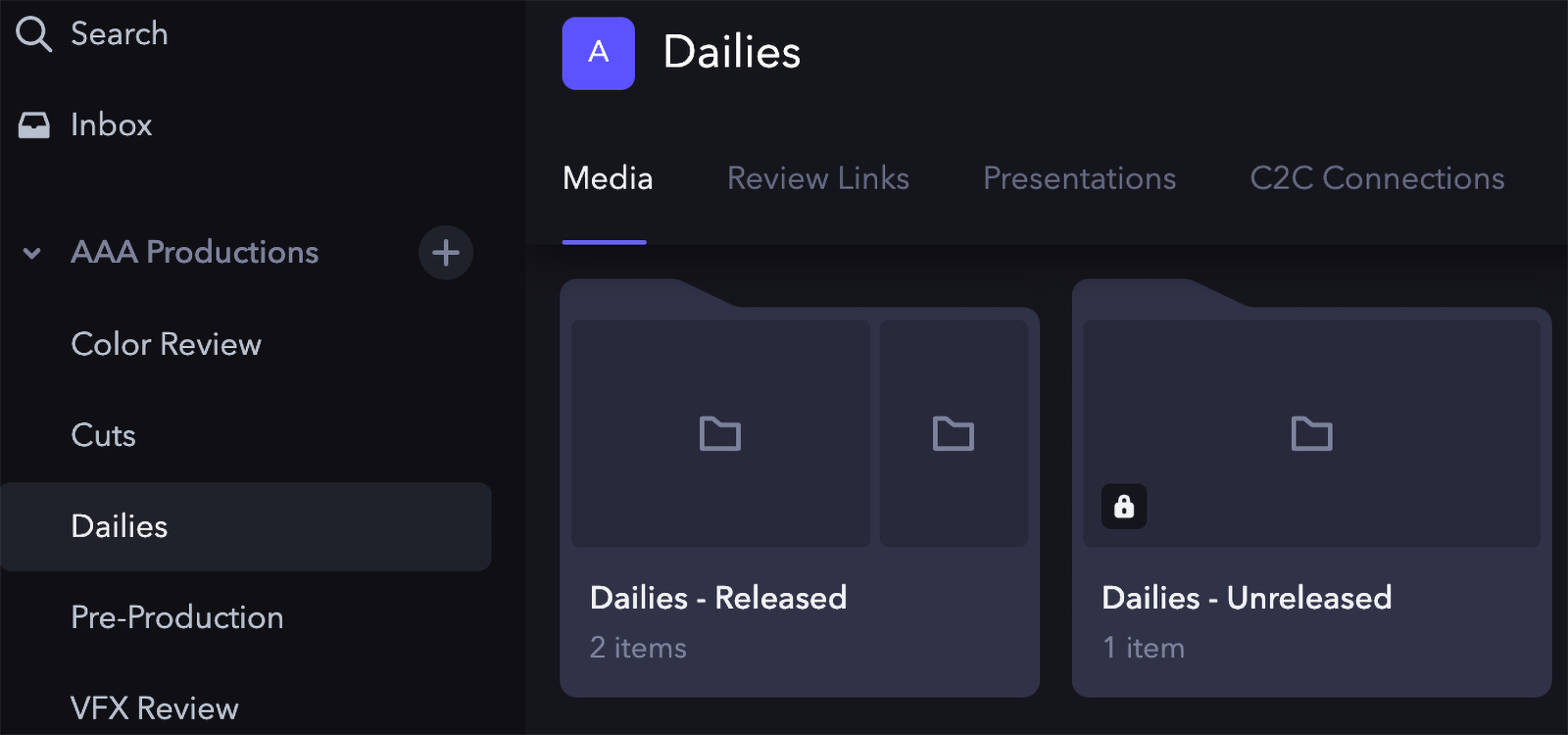 Frame.io Dailies Released and Unreleased