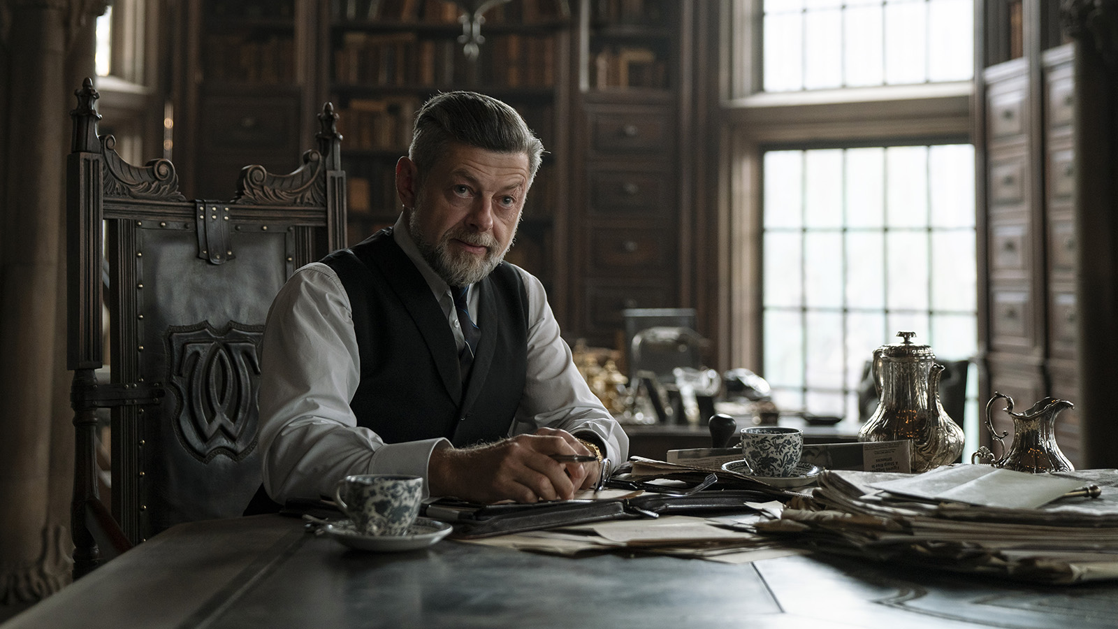 Arthur (Andy Serkis) may be sheltering Bruce Wayne from the truth in The Batman. Image © Warner Bros.
