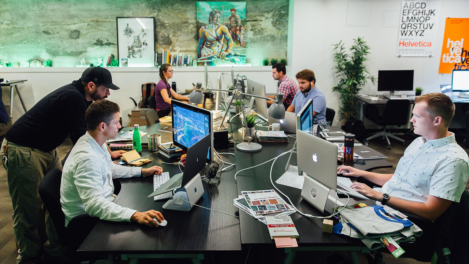 Reuben and the Faithlife video team at work (shot pre-pandemic).