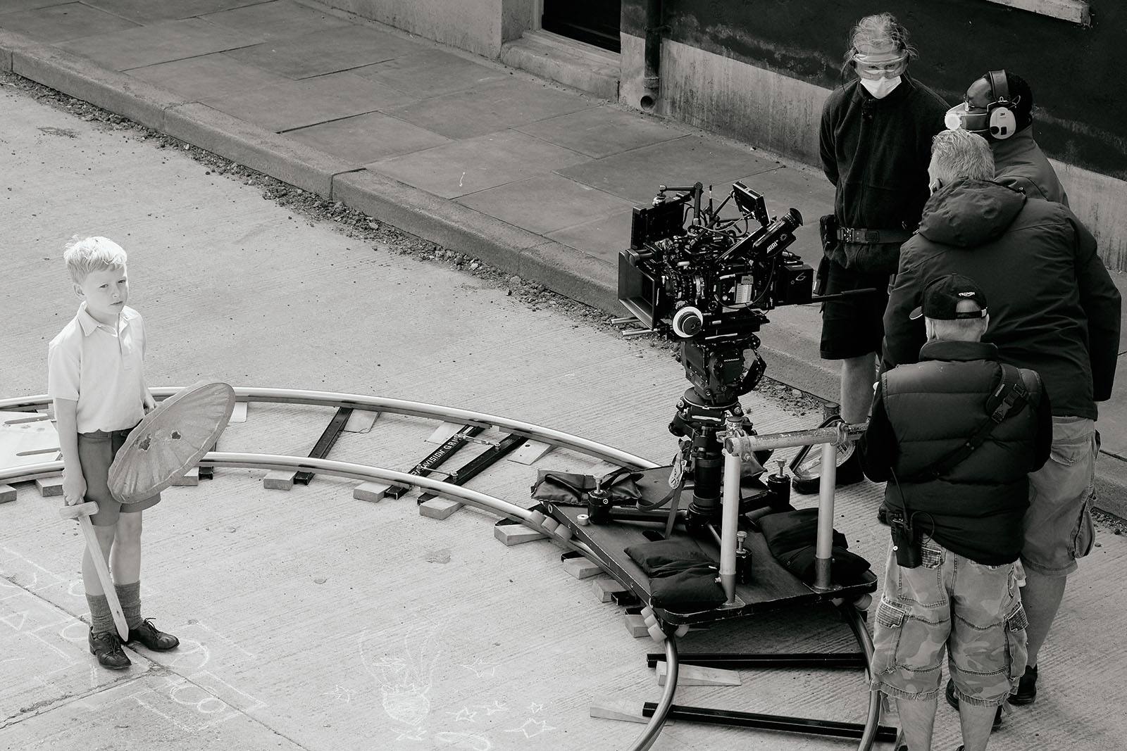 ARRI Alex Mini LF on an orbit dolly track during the production of Belfast. Image © Warner Bros