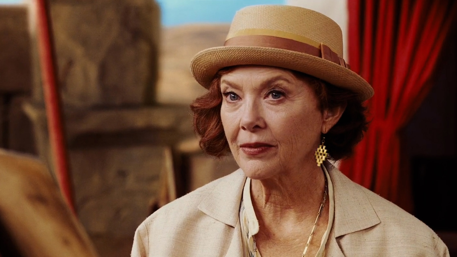 Significant glances. Annette Bening at Euphemia in Death on the Nile. Image © 20th Century Studios