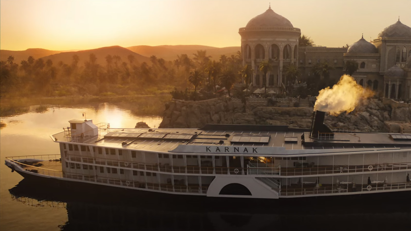 Karnak docks as the hotel in Death on the Nile. Image © 20th Century Studios