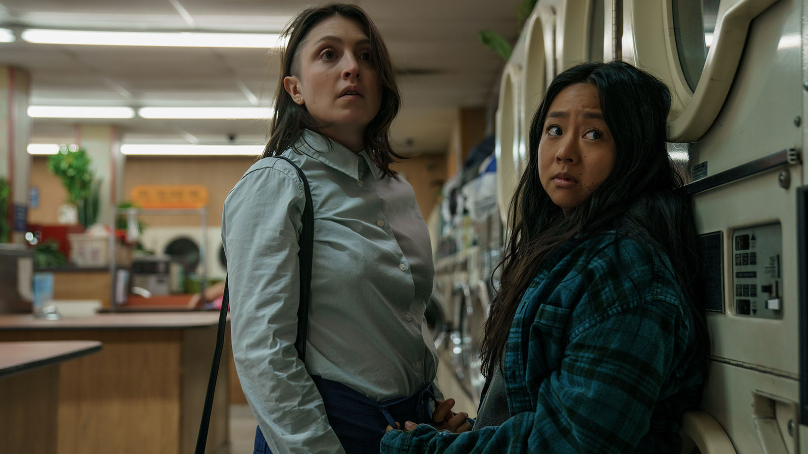 (L) Joy, played by Stephanie Hsu, with girlfriend Becky, played by Tallie Medel. Image © A24