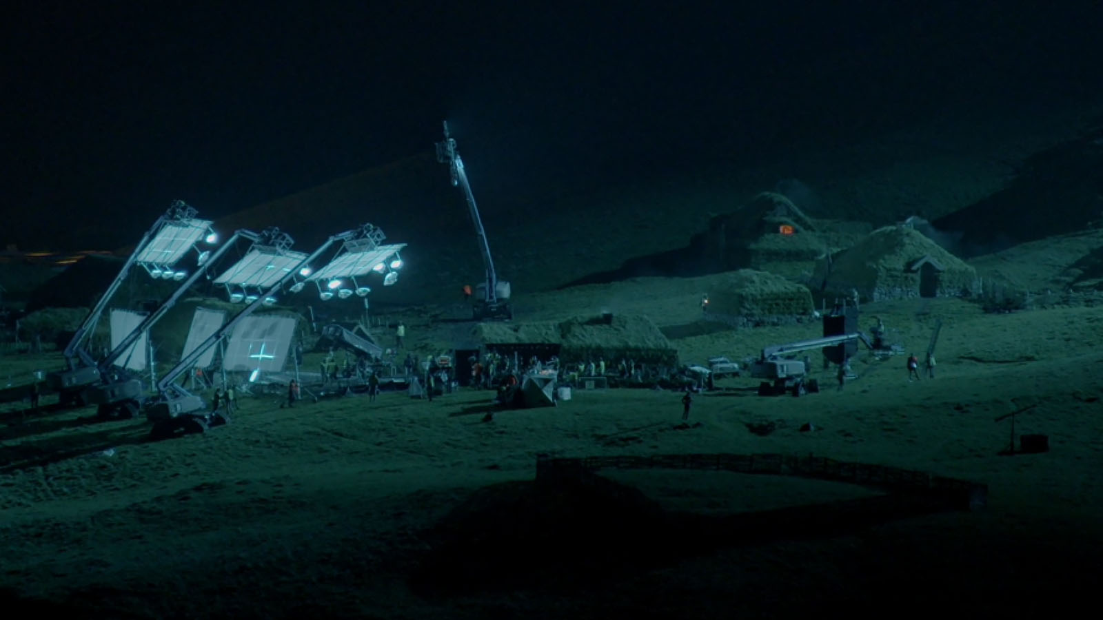 Massive lighting rigs make the set look like a diorama. Image © Focus Features