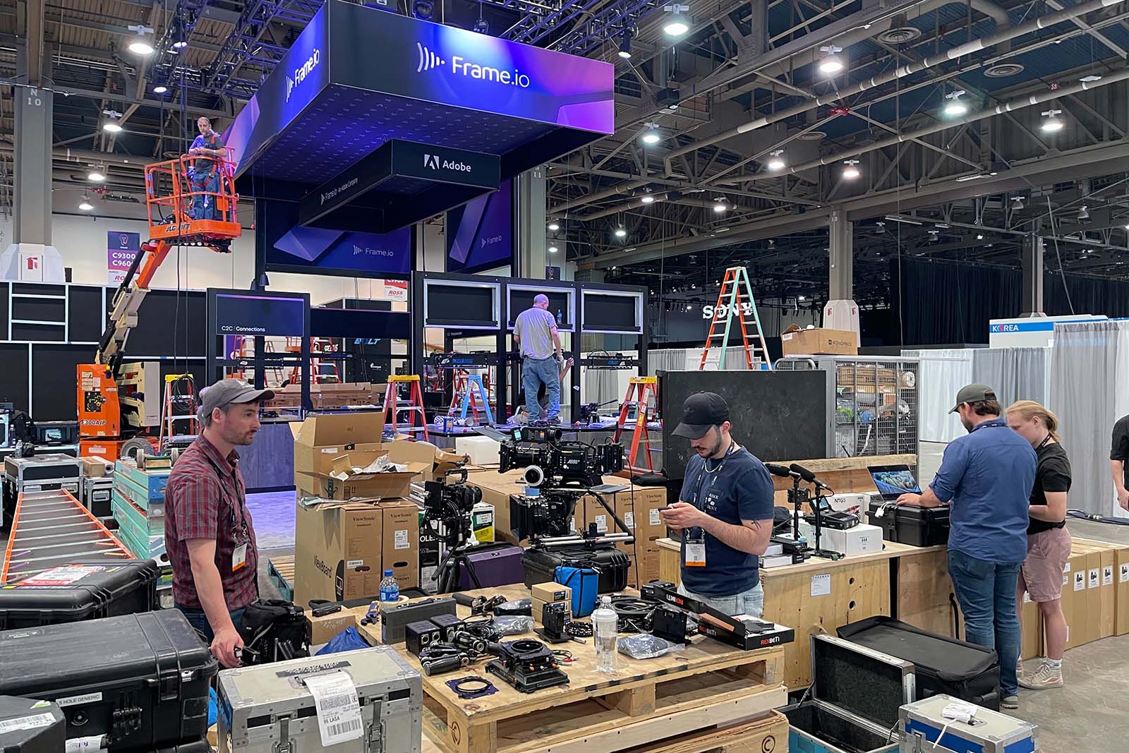 All hands on deck. Setting up our NAB booth was no small feat.