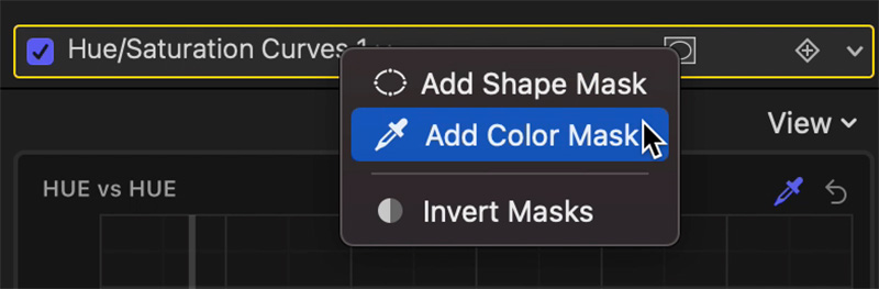 Changing the mask type from Shape to Color Mask.