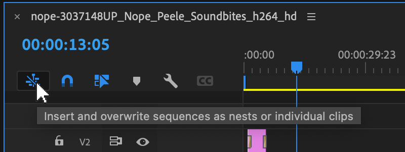 Premiere Pro insert and overwrite toggle