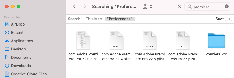 Premiere Pro .plist location Mac