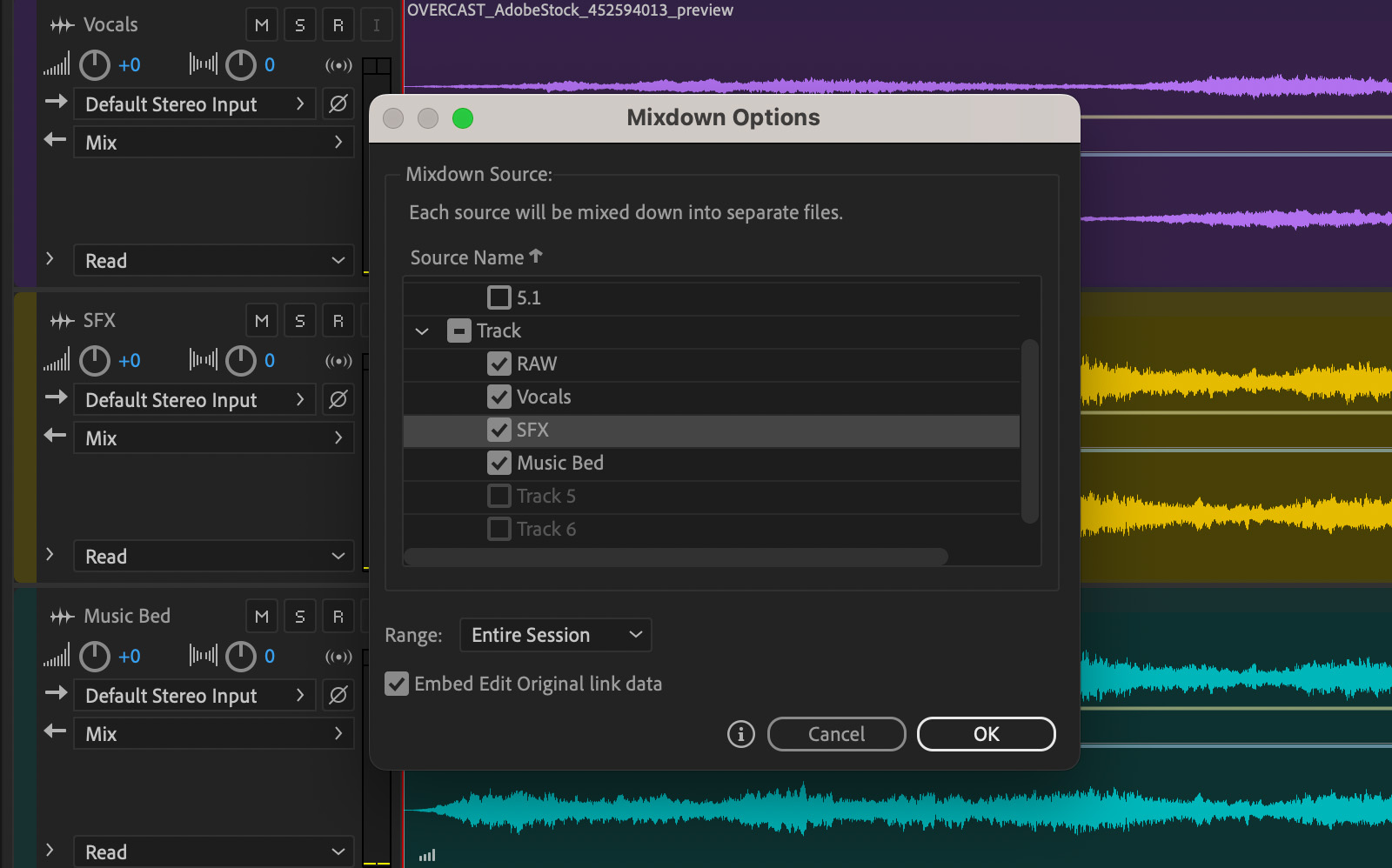 Exporting stems from your DAW will produce separate files for each audio channel.