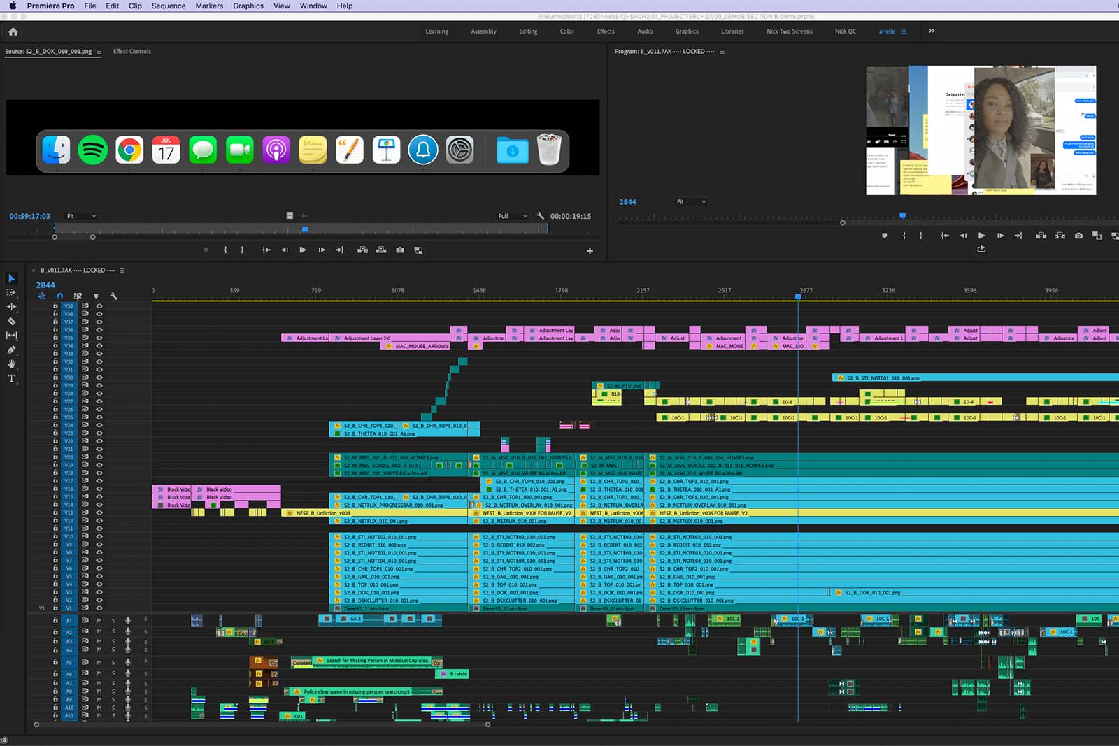 Cropped Premiere Pro workspace for Missing. Click here to view the full-size version.