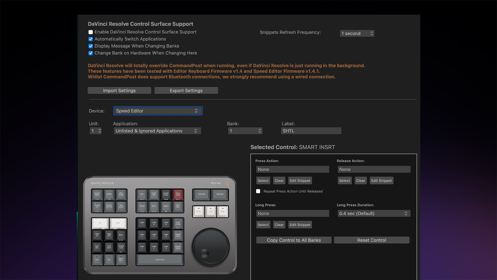 Connecting Final Cut Pro to a Blackmagic control surface using CommandPost.