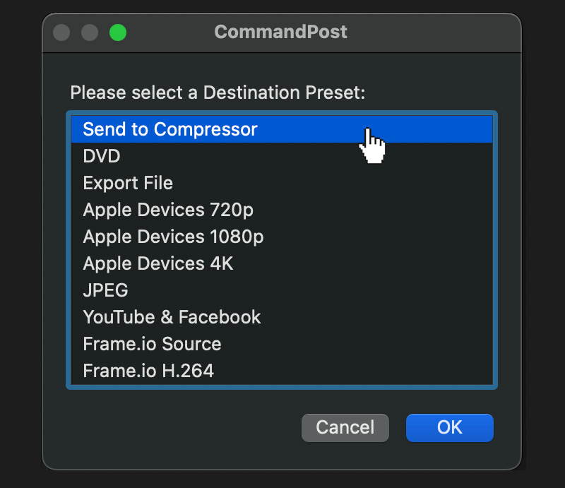 Setting up batch export from FCP
