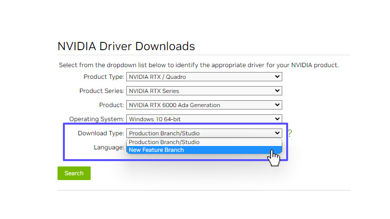 New feature brand / Production driver download optiions