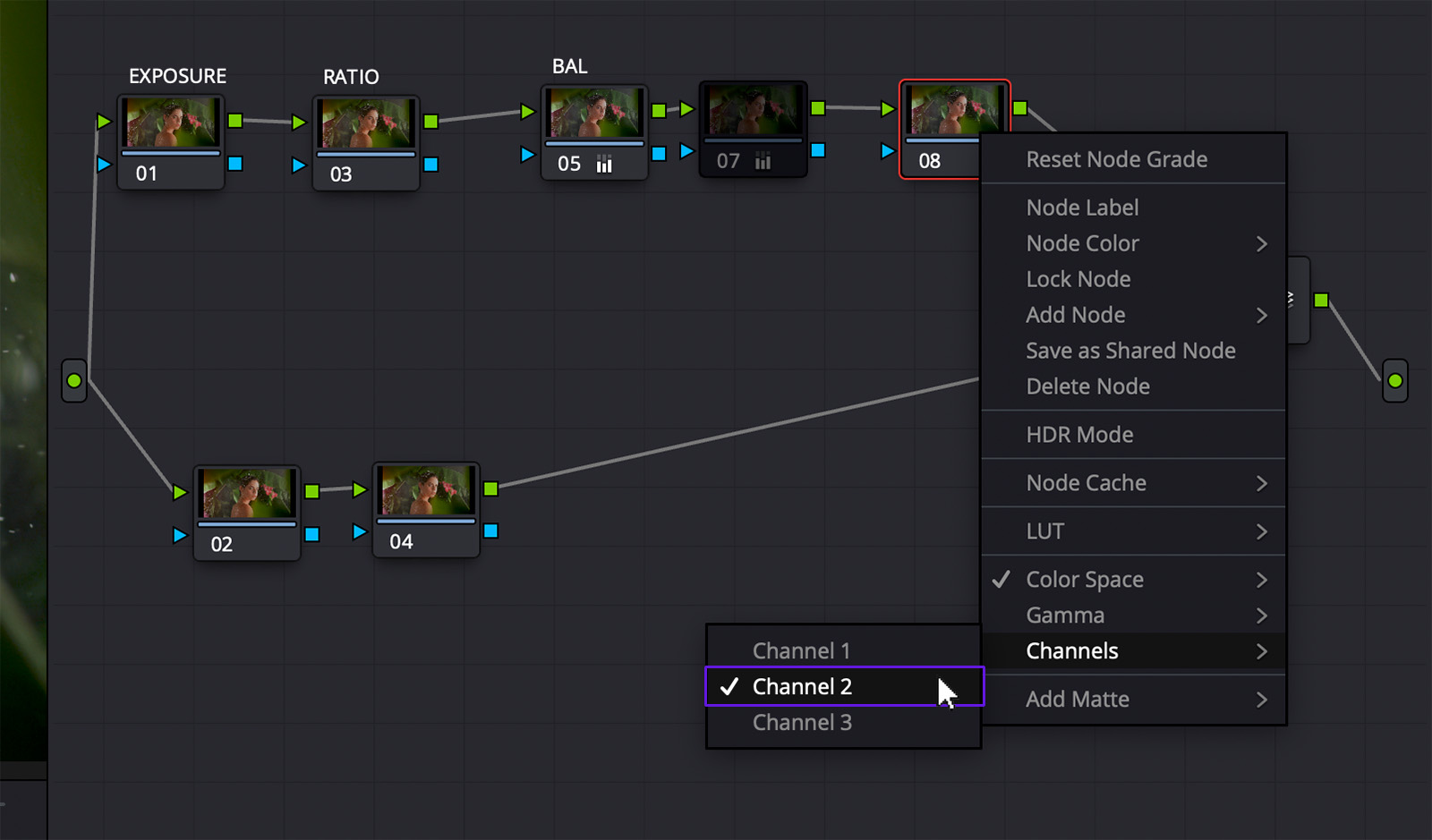 Isolating Channel 2 allows you to adjust only Saturation.