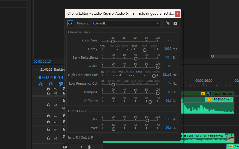 Stretching music in Premiere Pro by adding reverb.