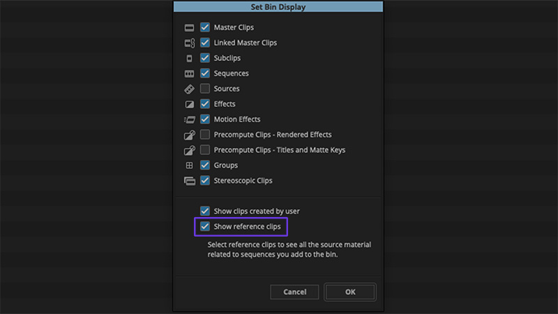 Show Reference Clips in AVID