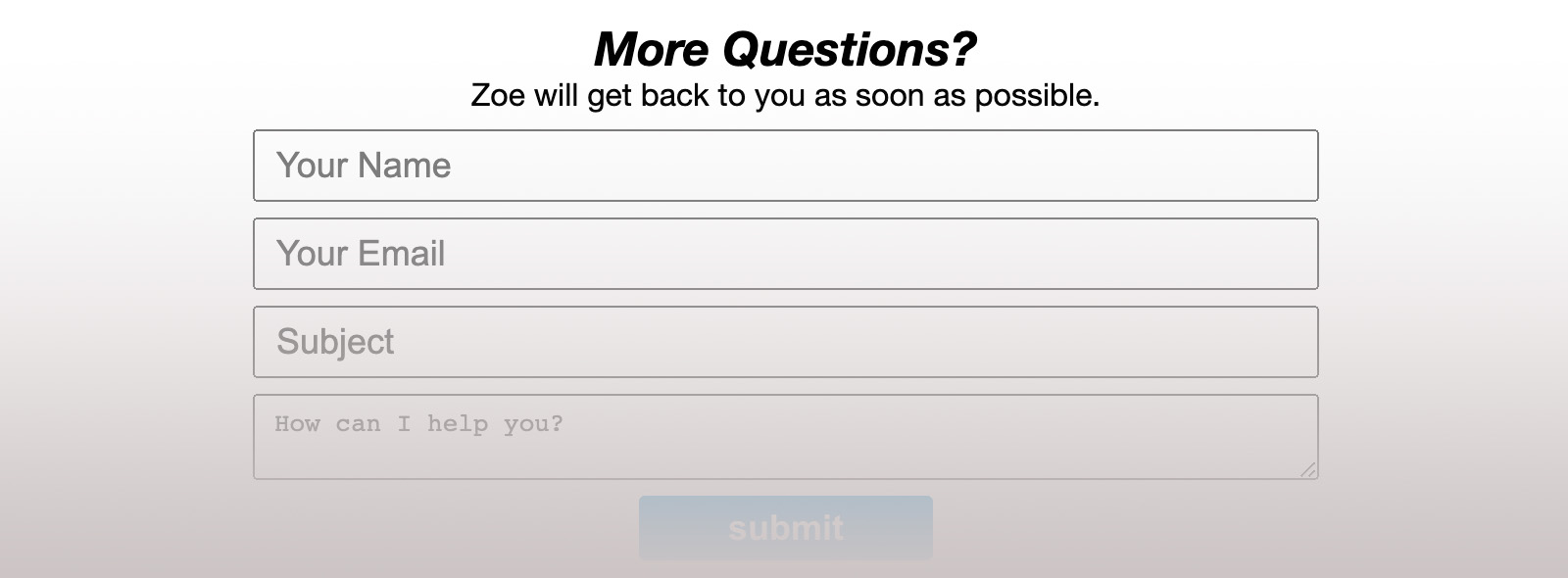 Ask Zoe form