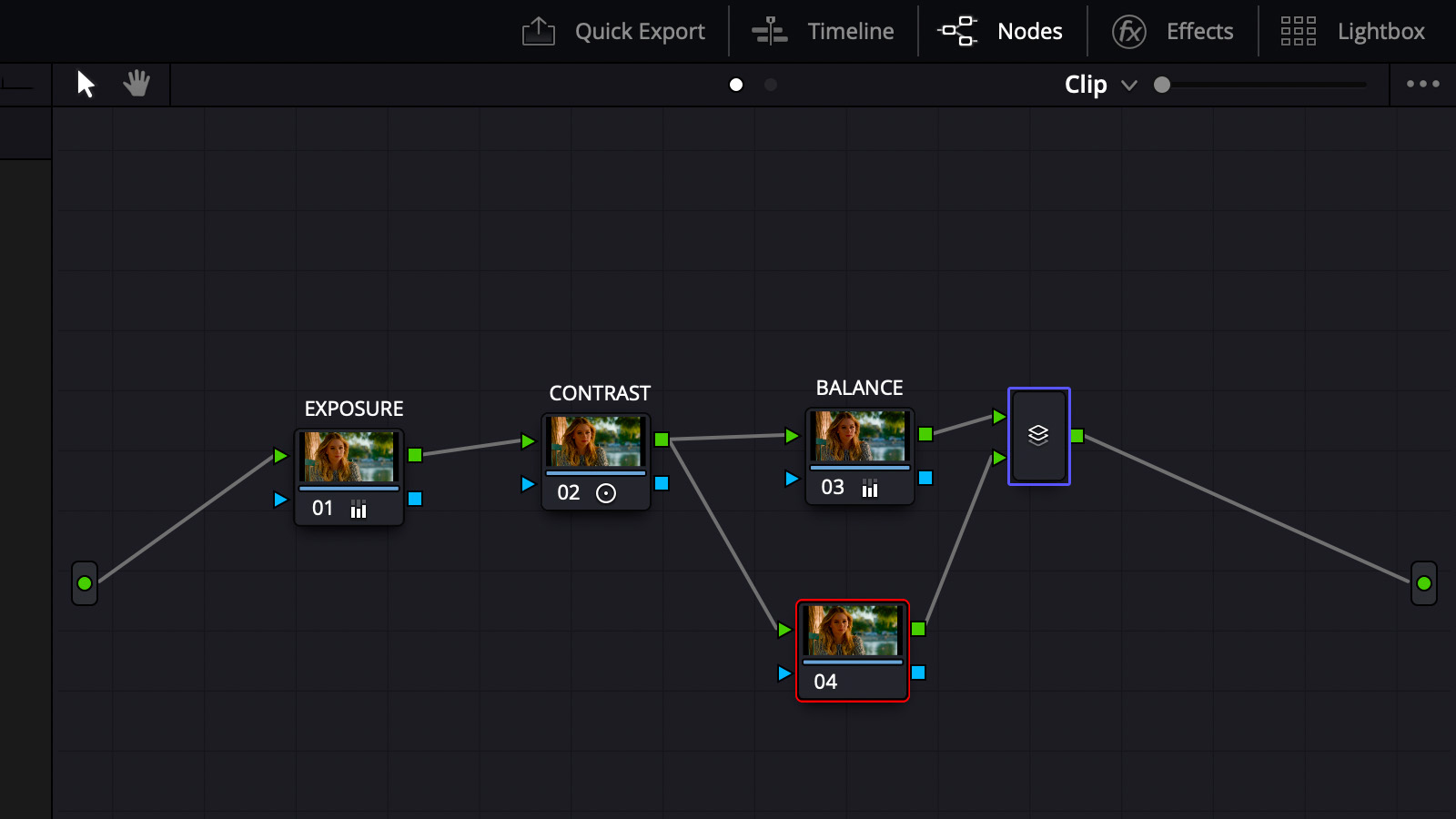 Resolve's Parallel nodes are often used for secondary image adjustments.