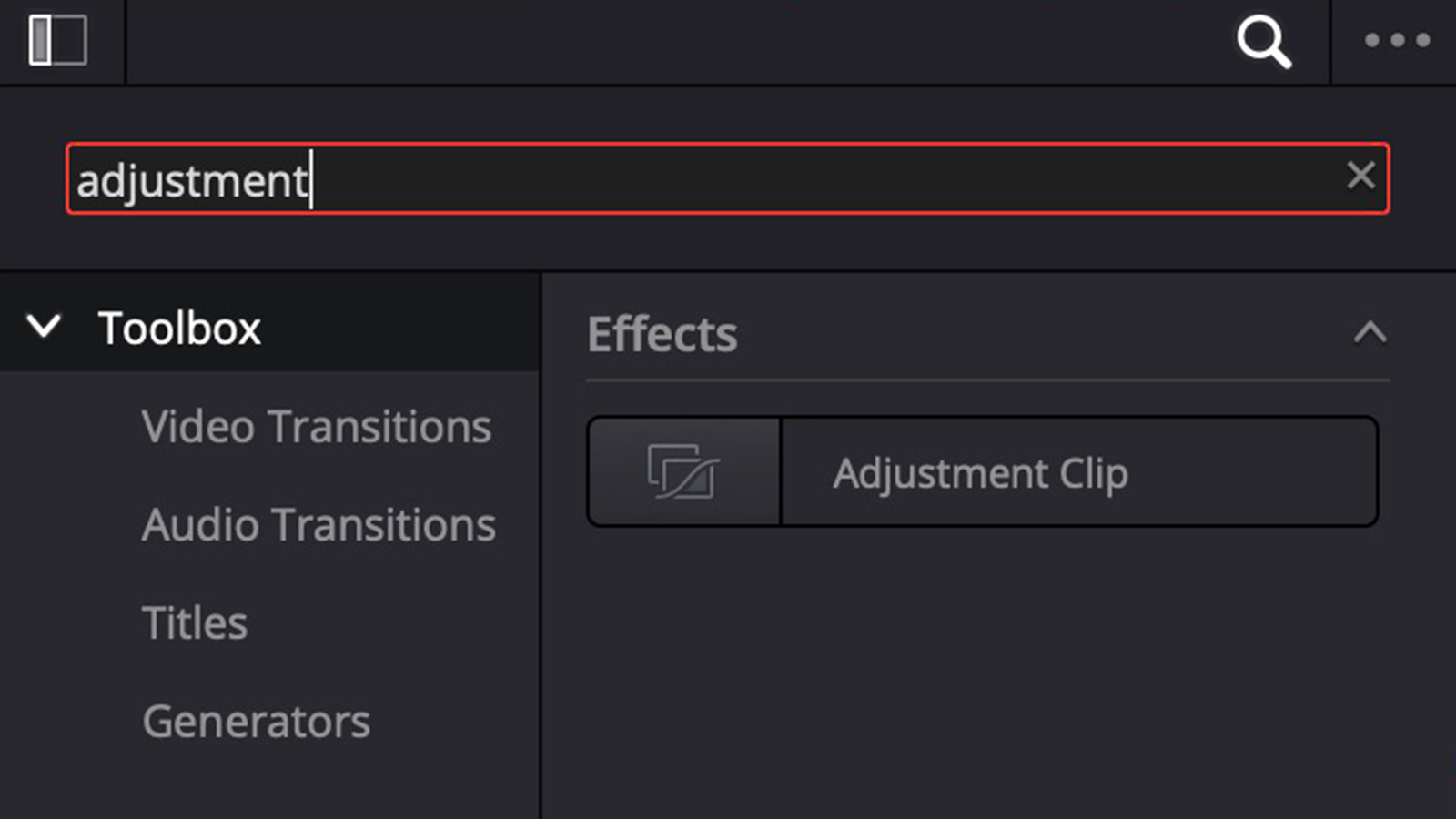 Adding an adjustment clip to the timeline is quicker than adding edits to a clip.