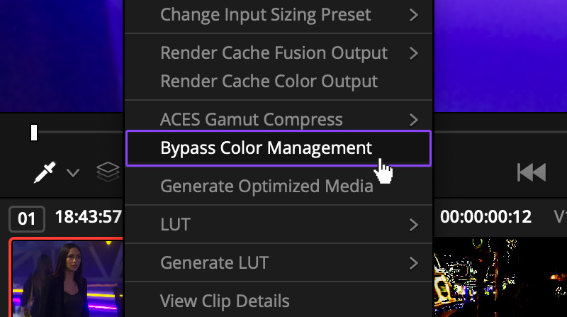 DaVinci Resolve's Color Management Option
