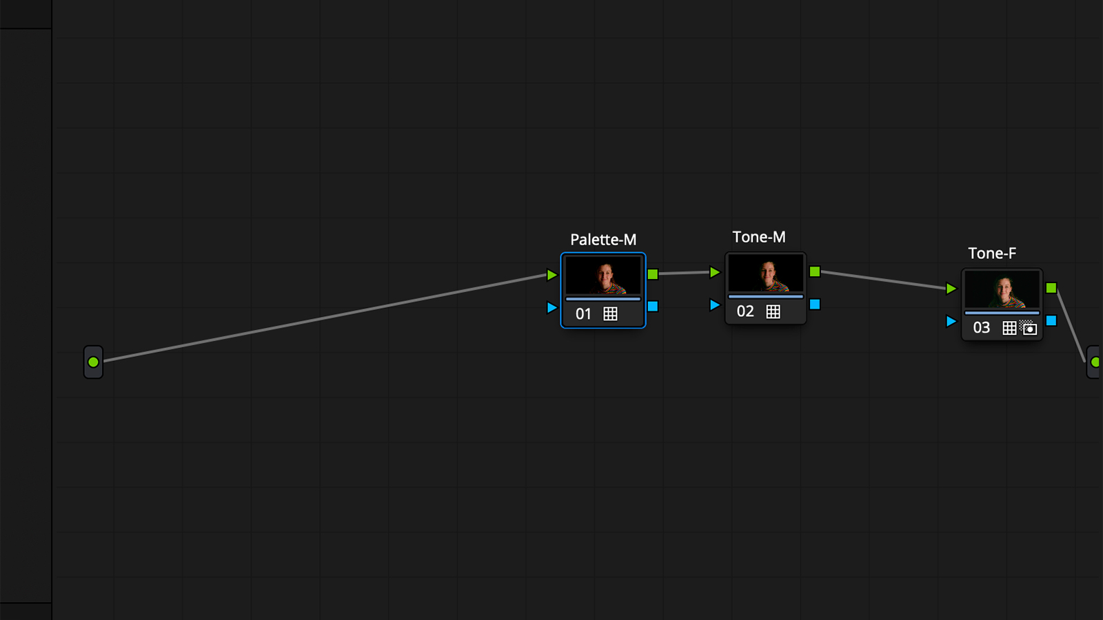 Build your film look in the Timeline node graph.
