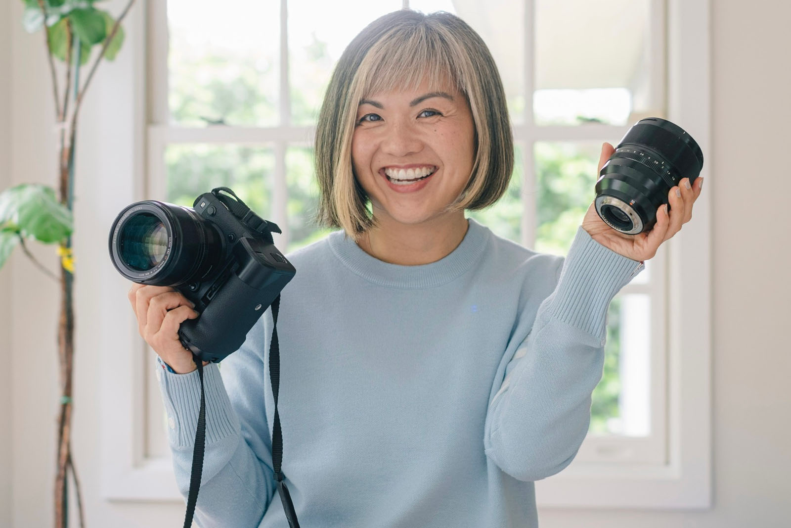 Caroline and the Fujifilm X-H2S with FT-XH transmitter grip and XF 50mm F1.0 R WR Lens.