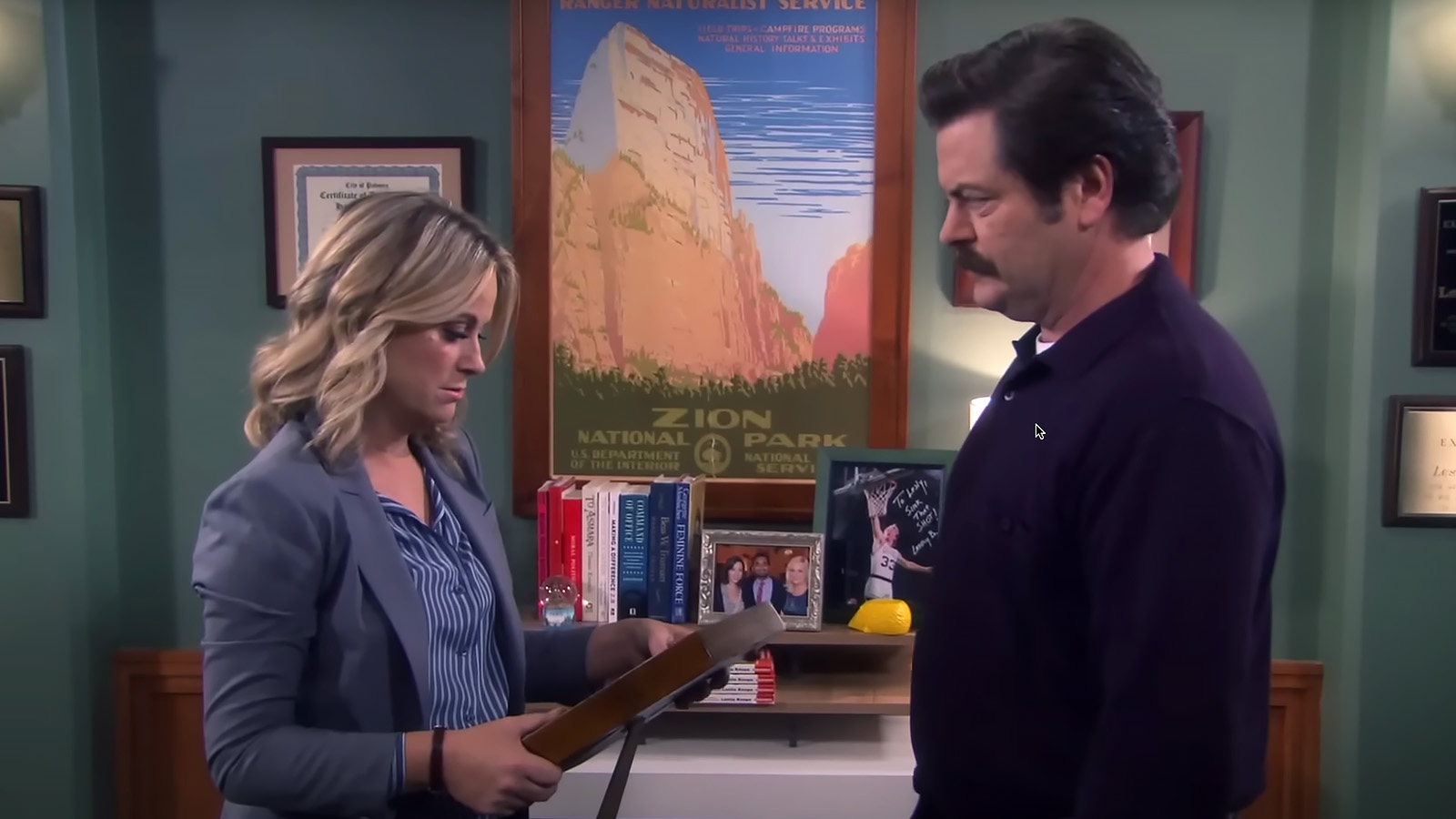 Ron and Leslie in Parks and Recreation
