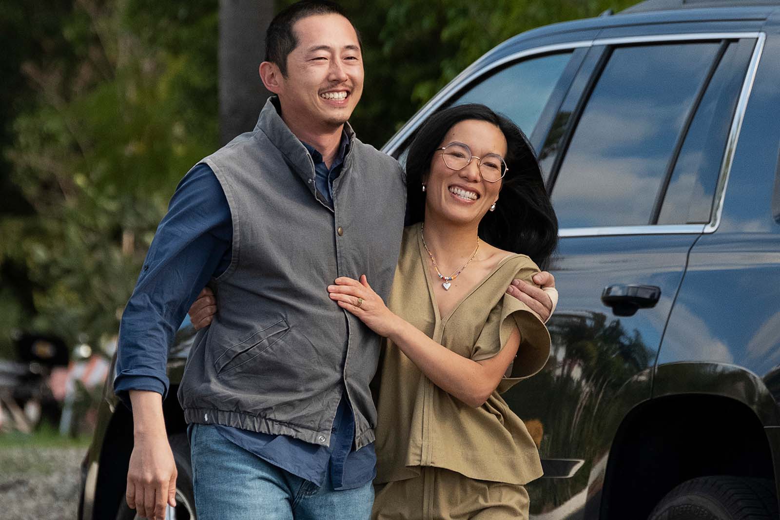 Steven Yeun and Ali Wong are all smiles.