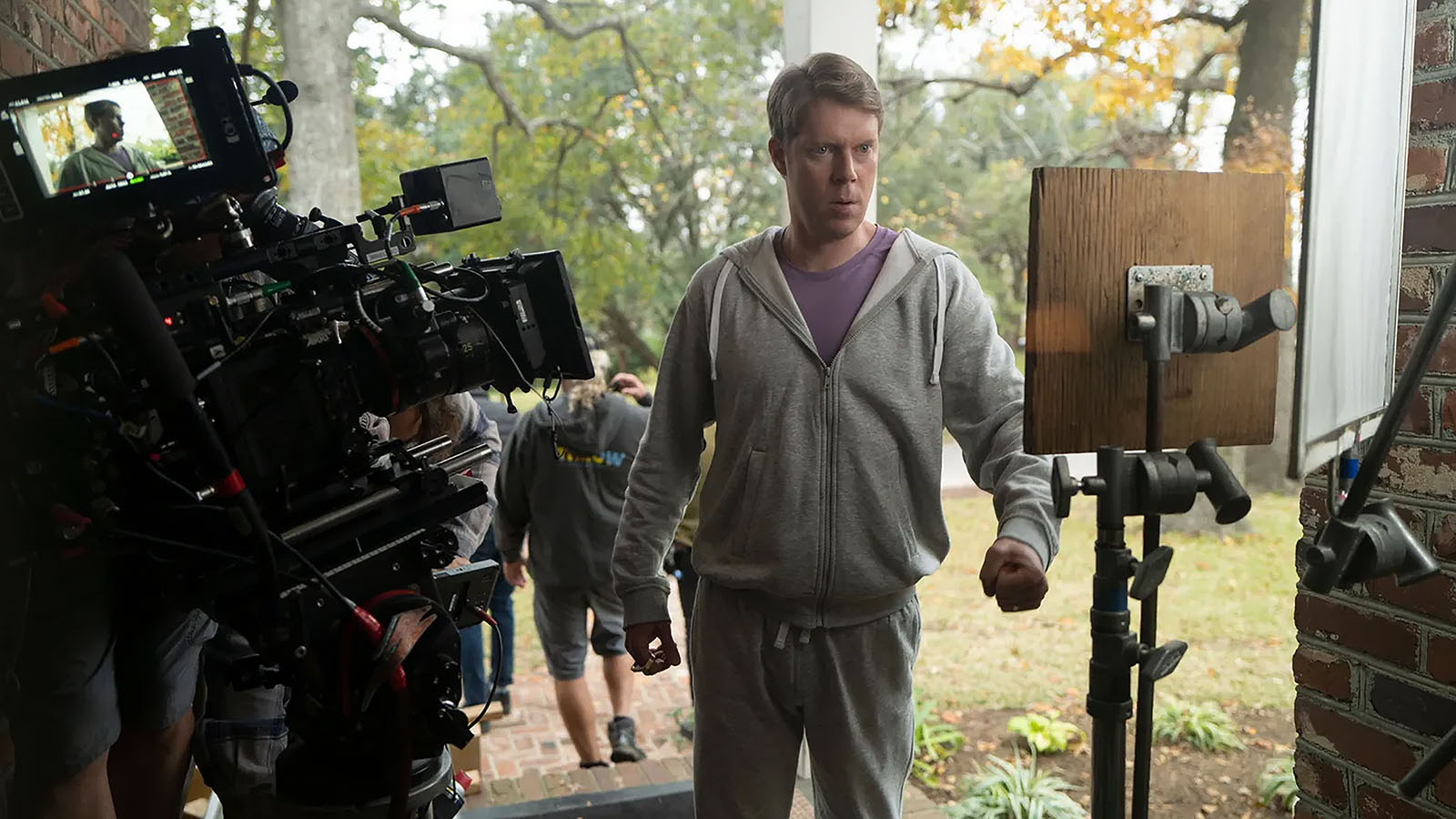 BTS shot of BJ (Tim Baltz) on set for The Righteous Gemstones. Image © HBO