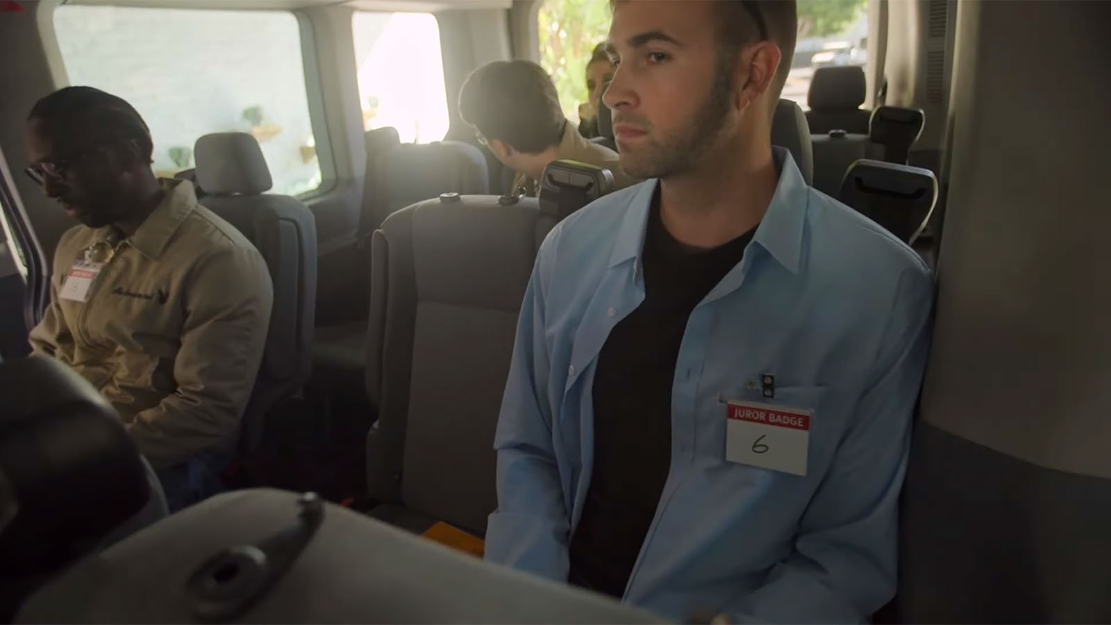 Even in the shuttle bus, the cameras were rolling. Image © Amazon Prime Video