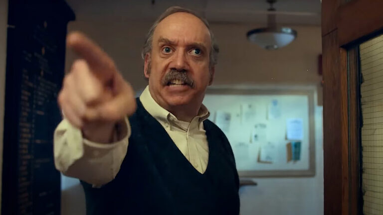 Paul Giamatti stars as the optically-challenged teacher Paul Hunham in The Holdovers. Image © Focus Features