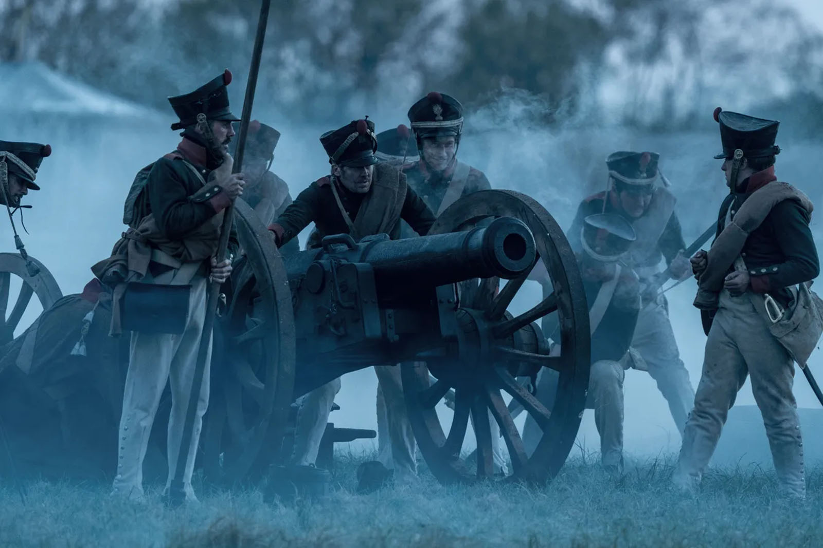 No shots were actually fired during Napoleon. The canons were filled with blanks. Image © Apple
