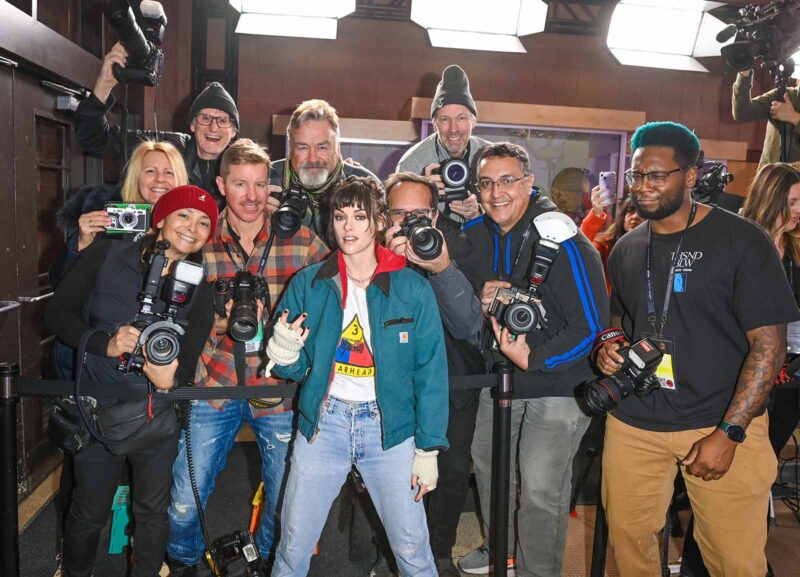 The cast and crew of Love Me decided to turn the tables on the festival photographers. Image © George Pimentel / Shutterstock for Sundance Film Festival