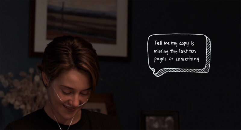 The texts in The Fault in Our Stars look like they were drawn by hand. Image © 20th Century Fox