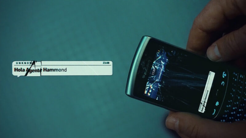 The texting overlays in Non-Stop break just like the phone does. Image © Universal Pictures