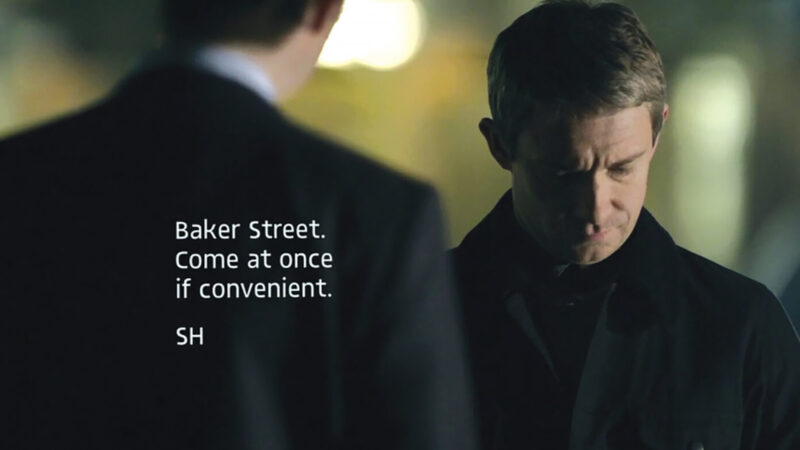 The text messages in Sherlock are simple and unobtrusive. Image © BBC