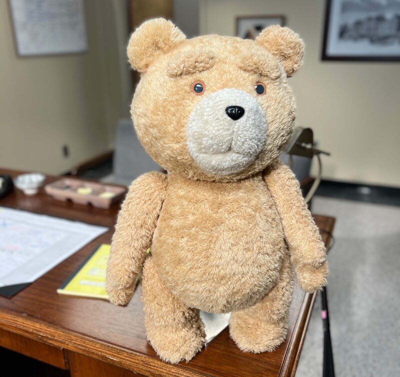 Stuffy Ted sometimes stands on his desk to give studio notes. Image © Allie Mitchell