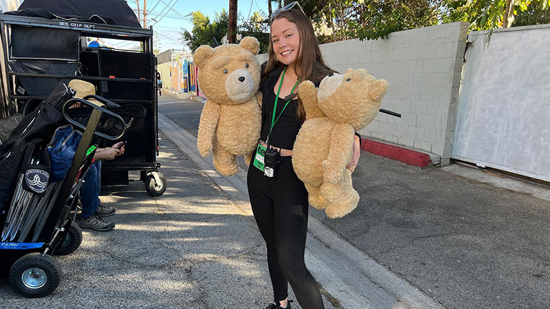 Allie Mitchell posing with not one but two Ted Stuffies. Image @ Instagram 