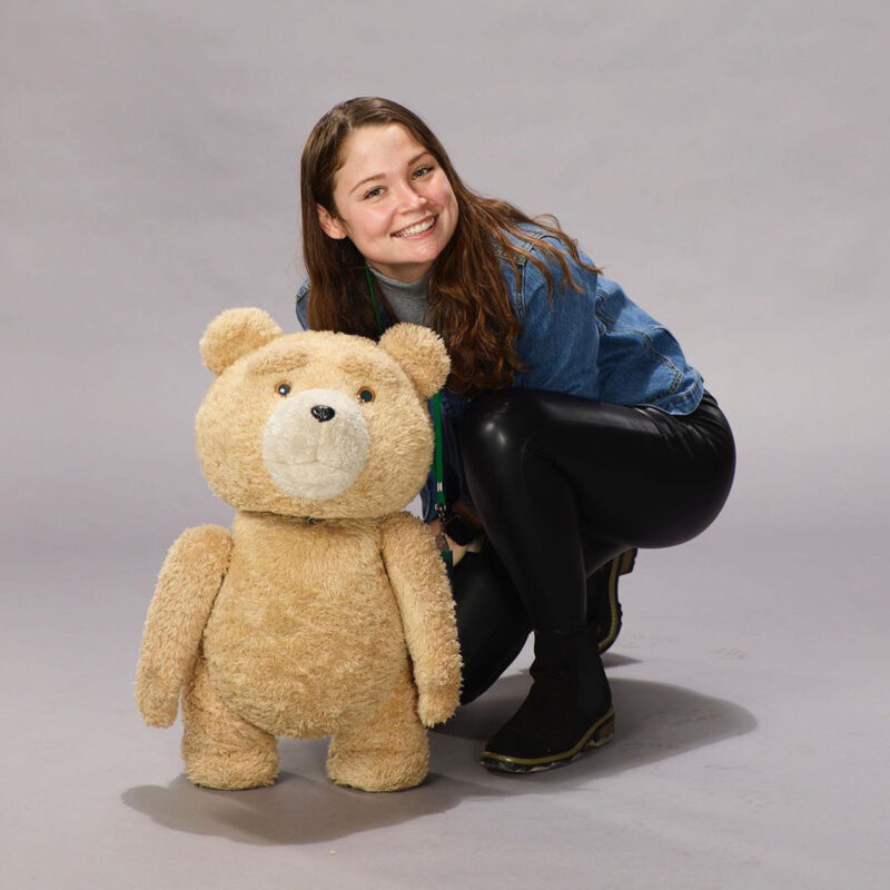  Ted VFX Coordinator and Puppeteer Allie Mitchell, seen here with Stuffy Ted. Image © Instagram 