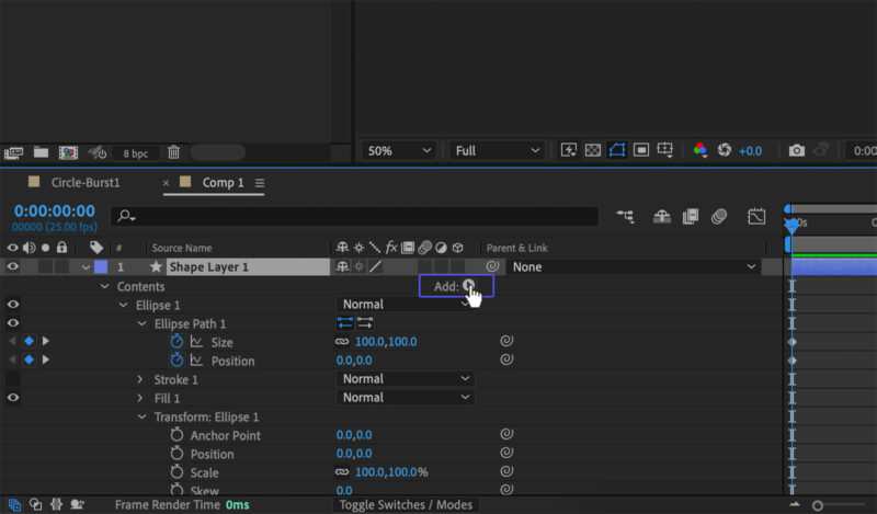 After Effects Add drop down in a Shape Layer
