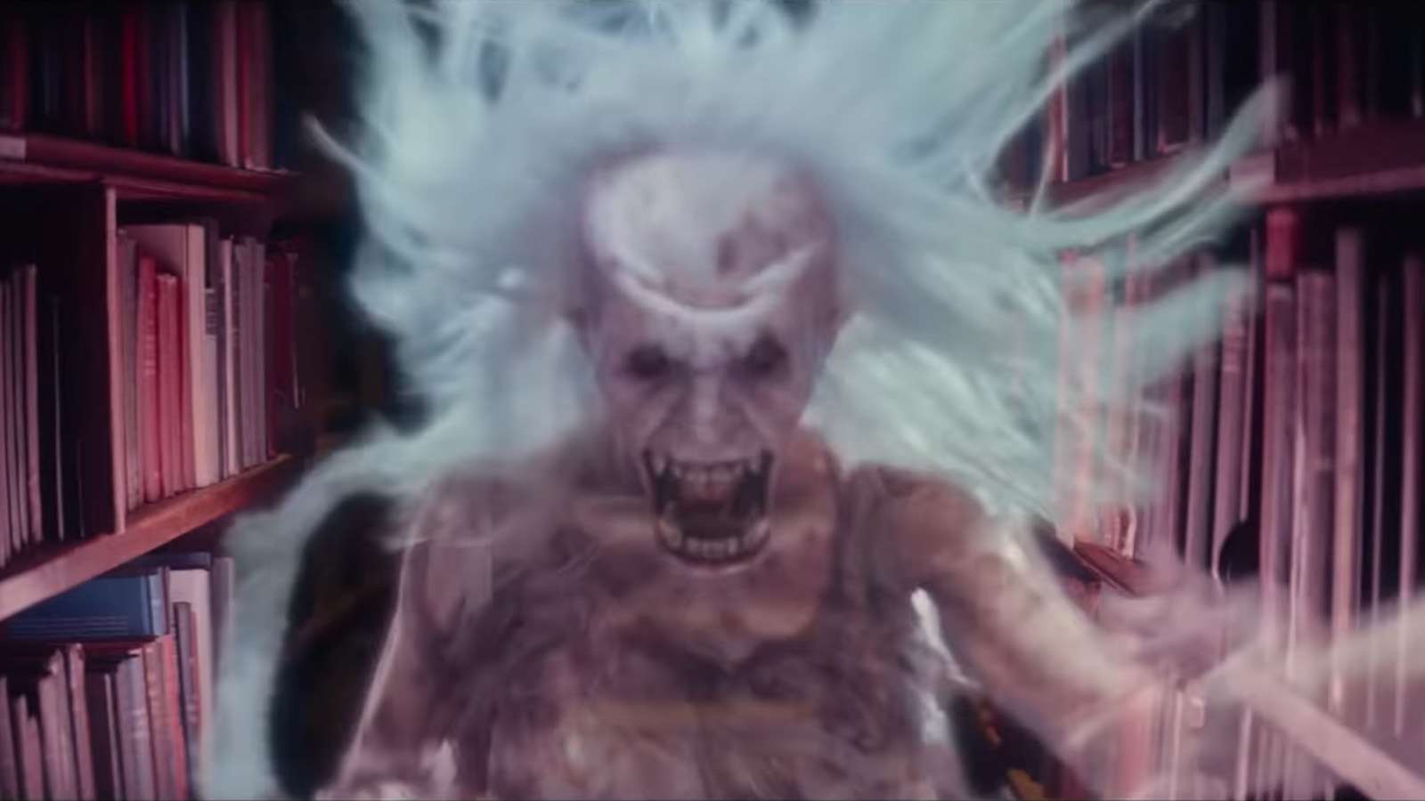 Eagle-eyed viewers might notice some familiar freaky faces in Ghostbusters: Frozen Empire, like the library ghost from the first movie. Image © Sony Pictures Entertainment