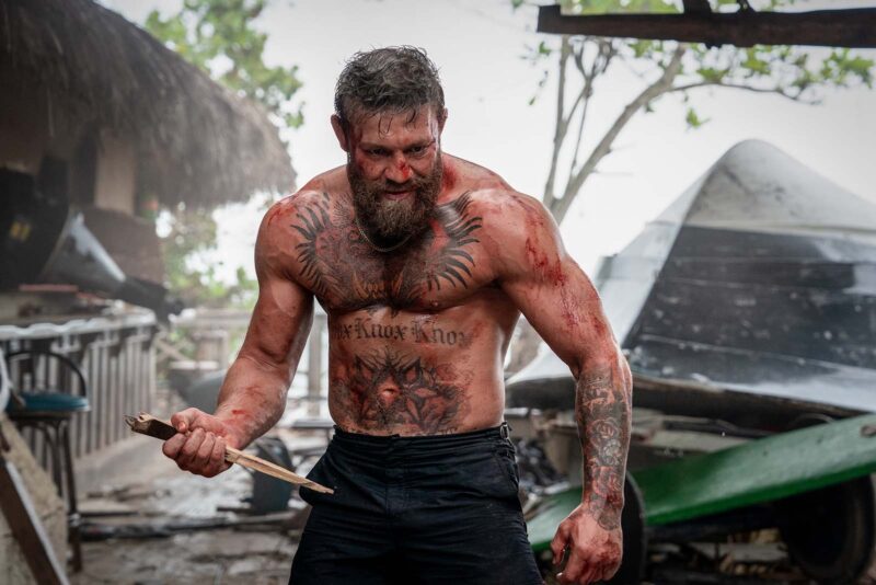 Conor McGregor brought his fighting experience to Road House, which is his first appearance on screen as an actor. Image © Amazon