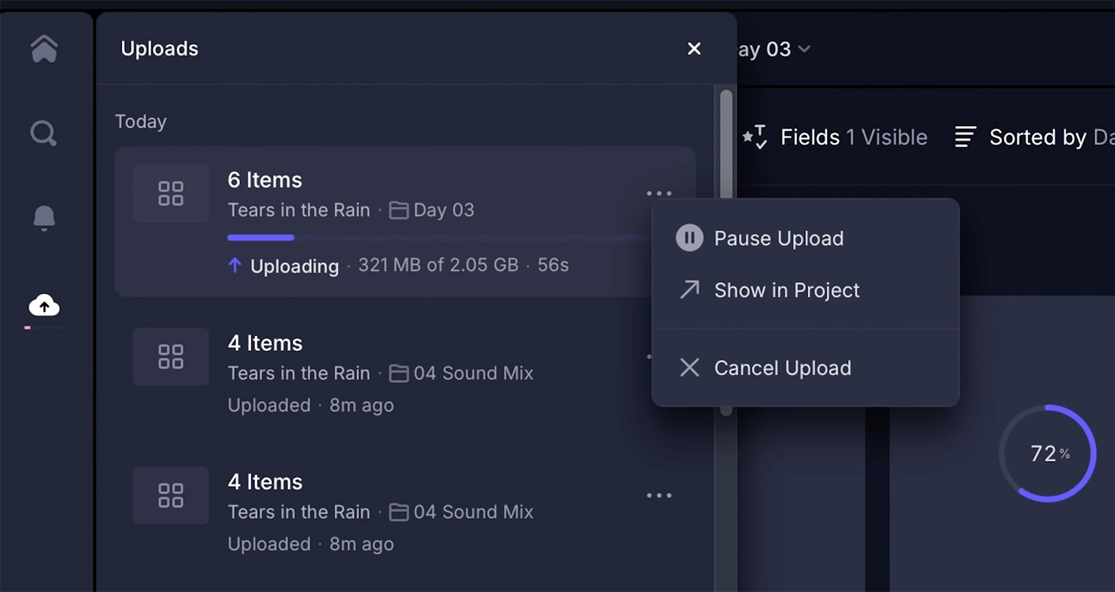 Version 4’s new Upload sheet lets you monitor and prioritize your uploads.