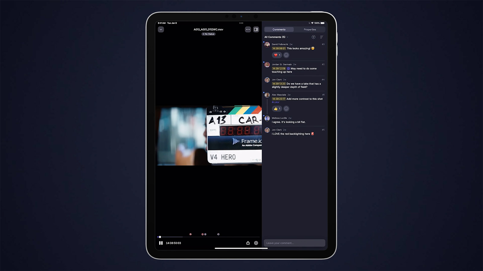 All the features of the Frame.io V4 mobile experience have also been optimized for iPad, giving you the best experience possible on each device.