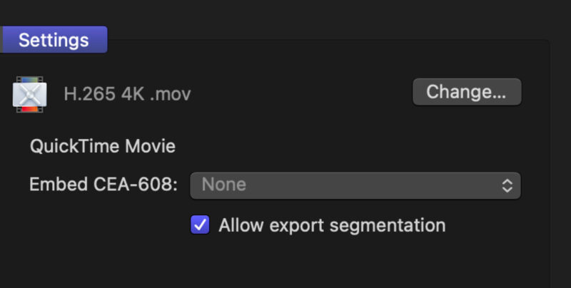 FCP Allow Export Segmentation.