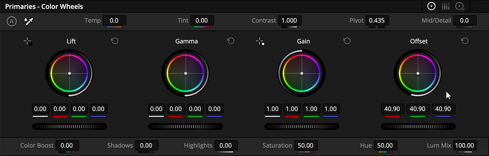 The Offset tool in the Primaries is the closest analog to exposure we have in log space.