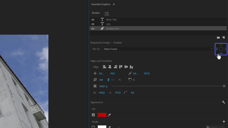 Pinning MOGRT elements in Premiere Pro